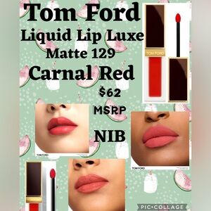 Tom Ford liquid lip luxe matte-129 Carnal Red NIb